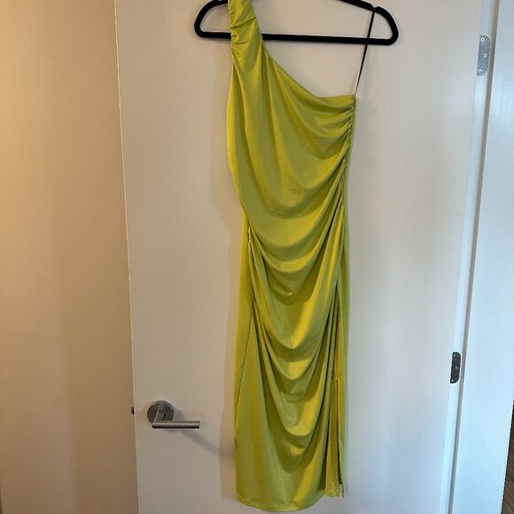 Lime Green One Shoulder Dress - Picture 1 of 4